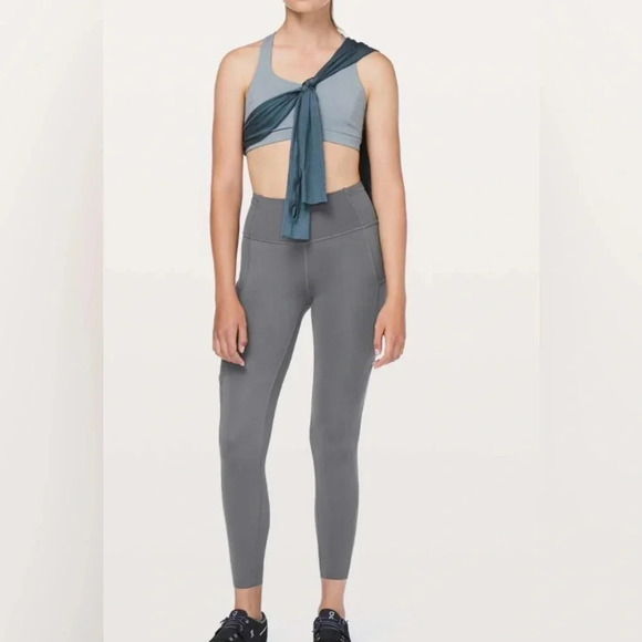 Lululemon Fast & Free 7/8 Tight II *Nulux 25" Dark Carbon yoga strtch leggings 4 - Picture 1 of 4